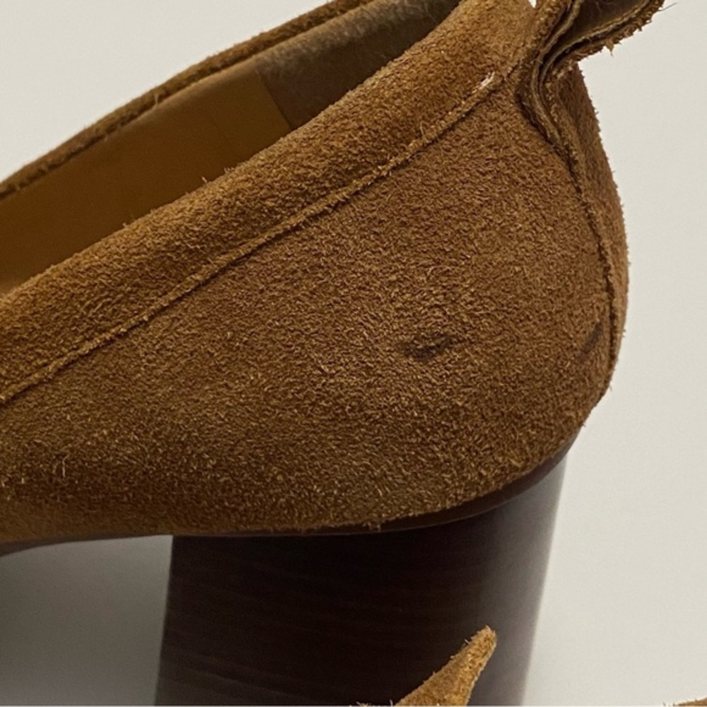 Crown Vintage Brown Suede Block Heel Loafers - Picture 6 of 7